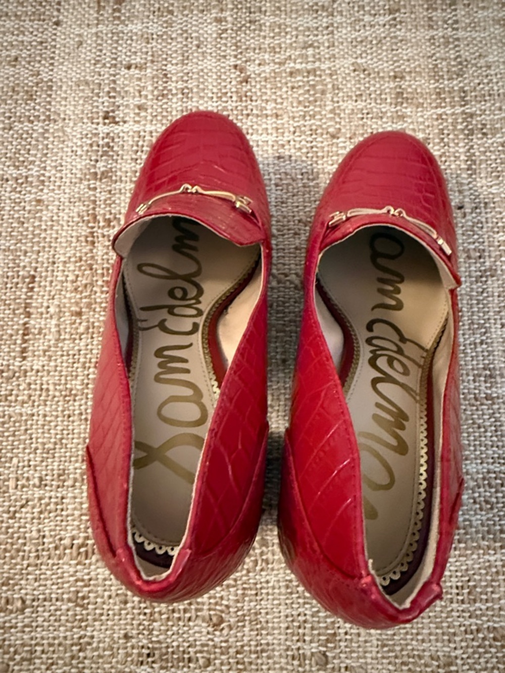 Sam Edelman Aretha horse bit Red croc patent leather Loafer platform pumps 8 - Picture 6 of 8